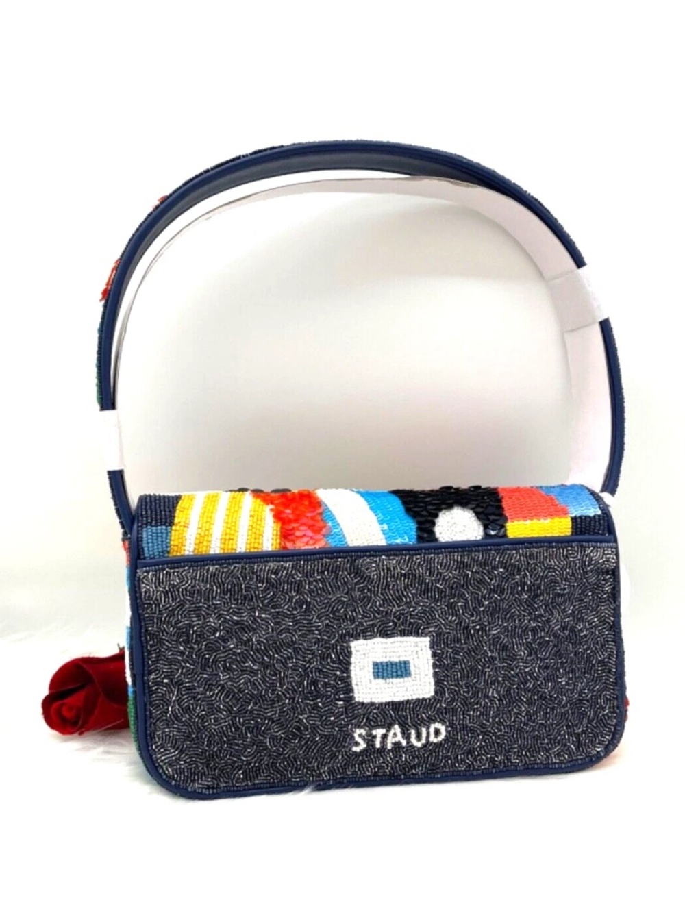 AUTH NWT Staud Tommy Glass Bead Sequin Shoulder Bag In Sails UP ~NEW Arrival~ - Picture 3 of 16